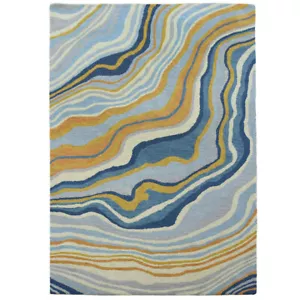 Alfombra ecológica de lana acolchada a mano abstracta multicolor BBH Homes BBK00S17 - Imagen 1 de 8