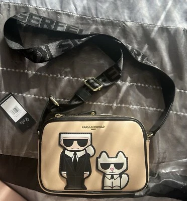 Karl Lagerfeld Paris Bag Crossbody Maybelle Double Zip Fawn Black - Image 1 of 3