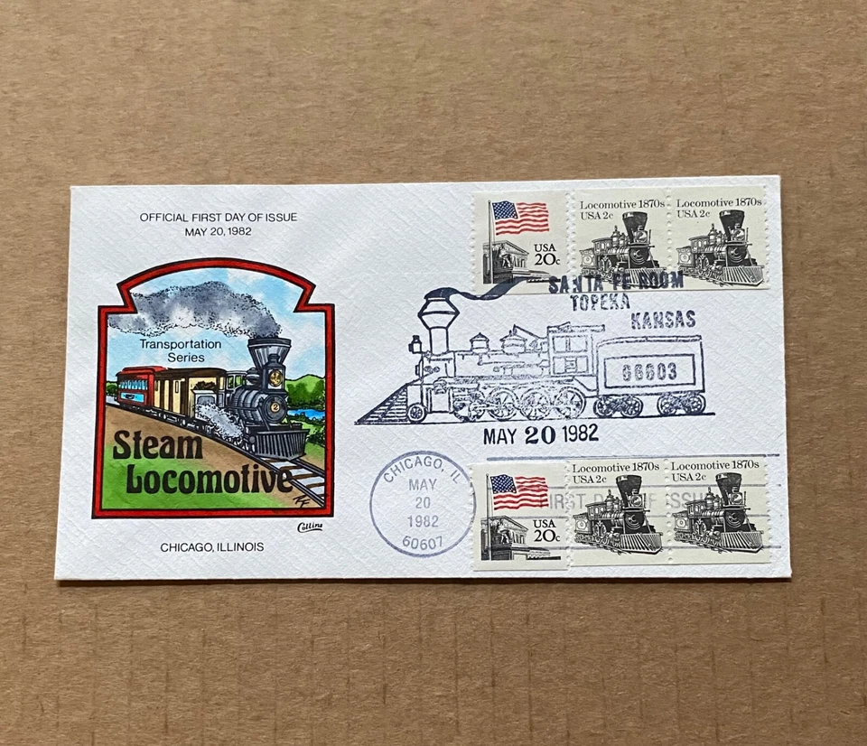 US FDC Collins Hand-Painted #1897a Locomotive 1982 - Image 1 of 3