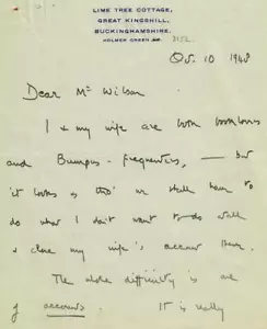 RAR!! "Mockbegger" Autor Laurence Meynell handgeschriebener Brief datiert 1948 - Bild 1 von 5