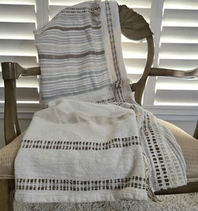 RARE Urban Outfitters UO Home Throw Blanket Stripe Tufted Woven Fringe Boho HTF - Picture 1 of 12