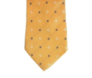 Ermenegildo Zegna Mens Necktie Tie Gold Geometric 100% Silk 58" - Picture 1 of 5