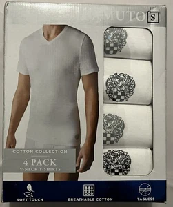 NIP VINCE CAMUTO MEN 4 WHITE V-NECK 100% COTTON T-SHIRT UNDERWEAR SMALL $42.50 - Picture 1 of 2