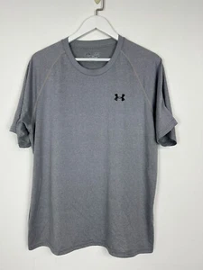 Camiseta Under Armour XL Hombres Suelta Heat Gear Gris Negro Logo Poliéster Camisa Gris - Imagen 1 de 3