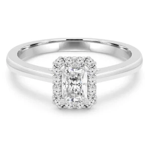 0,83 CT Radiant VS1 G Diamant Halo Verlobungsring 14K Weißgold - Bild 1 von 3