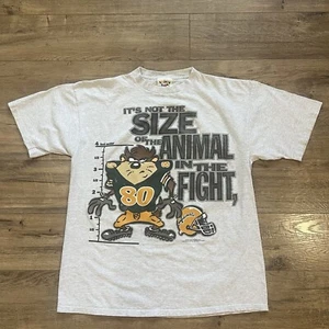 VINTAGE 1996 TAZ FOOTBALL T LOONEY TUNES ANIMALS WARNER BROS SIZE XL GRAY BACK - Picture 1 of 8