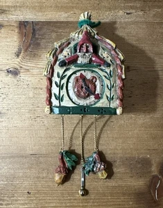 Reloj de cuco Pam SCHIFFERL Woodland Santa colgante adorno de Navidad vintage - Imagen 1 de 10