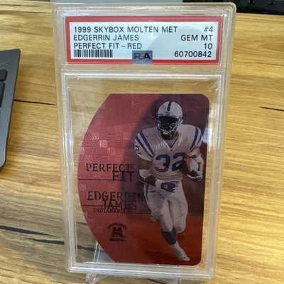 Skybox 1999 metal fundido ajuste perfecto rojo Edgerrin James RC HOF PSA 10 SSP de 25 Foto 1 de 2