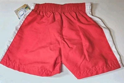 OP Ocean Pacific Baby Boy Red W/ White Stripe Swim Trunks Shorts Size 12 MONTH - Image 1 of 3