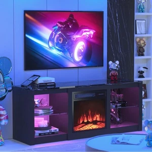 58 inch Fireplace TV Stand for 65" TV, LED Light Entertainment Center for Liv... - Picture 1 of 6