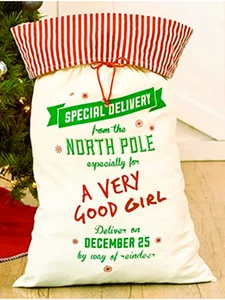 XMAS Special Delivery Gift Sack Canvas Oversized for a Very Good Girl NEW - Picture 1 of 1