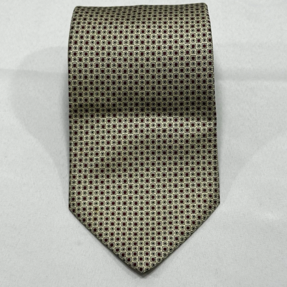 Corbata para hombre Brooks Brothers MAKERS 100 % seda tejida Italia beige geométrica hecha en EE. UU. Foto 1 de 4