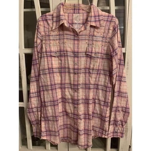 Camisa Wrangler Rock 47 Western para mujer pequeña con botones con joyas (bin A) - Imagen 1 de 7
