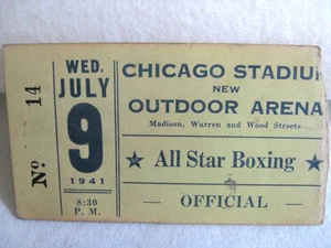Boleto raro de colección 9 de julio de 1941 CHICAGO STADIUM ALL-STAR BOXING arena al aire libre - Imagen 1 de 2
