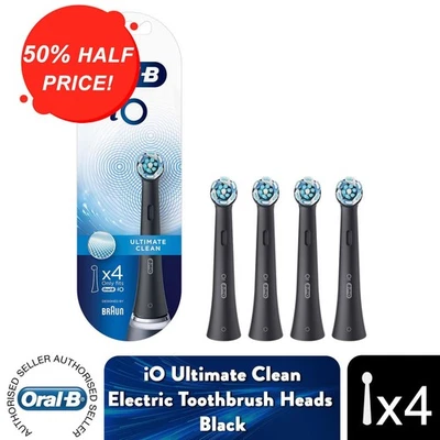 Oral-B iO Ultimate Clean Toothbrush Refill Replacement Heads Black, 4 Pack - Image 1 of 4