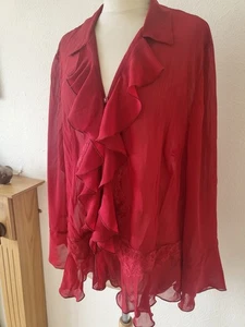 Ann Harvey Red Ruffle Frill Detail Blouse Size 16 - Picture 1 of 10