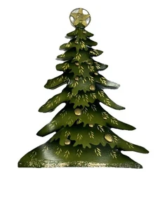 Metal Tin Cut Out MCM Christmas Tree Decor Star Design Cutout 12 Inch - Picture 1 of 6