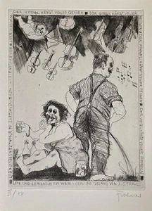 Adolf Frohner gravure originale signée art brut art surréalisme art singulier - Foto 1 di 1