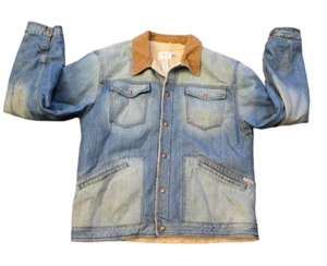 Vintage 90s Calvin Klein Denim Jacket Trucker Jean Lined Sherpa Blue - Mens XL - Picture 1 of 15