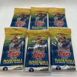 (6) TOPPS 2020 BASEBALL Actualización Serie Colgador Cello Fat Pack - 34 Tarjetas por Paquete - Imagen 1 de 6