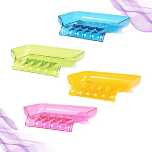 4 PCS Suction Cup Soap Dish Soap Container Draining Soap Box - Picture 1 of 11
