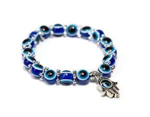 Turkish Evil Eye Bracelet Hamsa Hand Greek Mati Bangle Jewellery for Adults - Picture 1 of 7