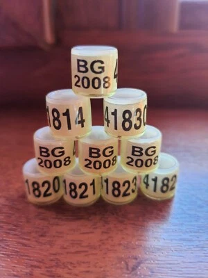 10 Brieftaubenringe 2008 BG Pigeon rings FCI. OHNE Eigentumsausweis Bulgarien - Bild 1 von 2