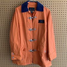 Vtg 1990s Ralph Lauren Marine Supply Buckle Fire-Fisherman Orange Jacket Small