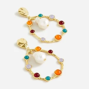 J.Crew Freshwater Pearl Statement Earrings, White/ Gold - Picture 1 of 6
