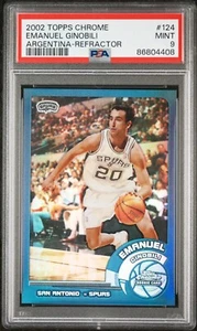 2002 Topps Chrome Argentina Refractor #124 Emanuel Manu Ginobili Rookie PSA 9 🏀 - Picture 1 of 2
