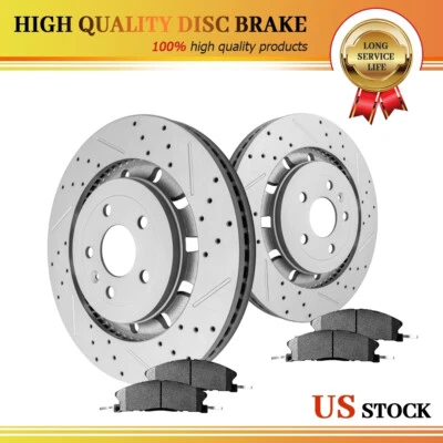 Rotores y pastillas de freno perforados delanteros de 352 mm para Ford Explorer Flex Lincoln MKTS MKT Foto 1 de 4