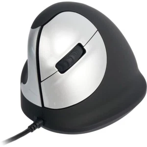 R-Go Tools HE Vertical Wired 3400dpi Left Hand Mouse Left - Black, Silver - Picture 1 of 5