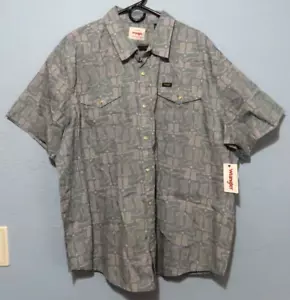 Wrangler Pearl Snap Western Shirt Men's XXL 2XL Cowboy Boots Print Short Sleeve - Picture 1 of 8