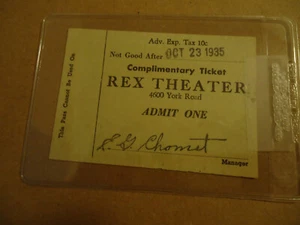 Biglietto omaggio Teatro Rex 1935 firmato dal manager BALTIMORE MD - Foto 1 di 2