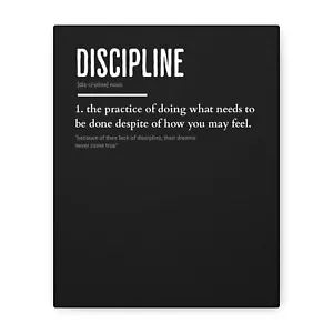 The Definition Of Discipline Motivational Office Wall Art Canvas Quote Wisdom - Picture 1 of 25