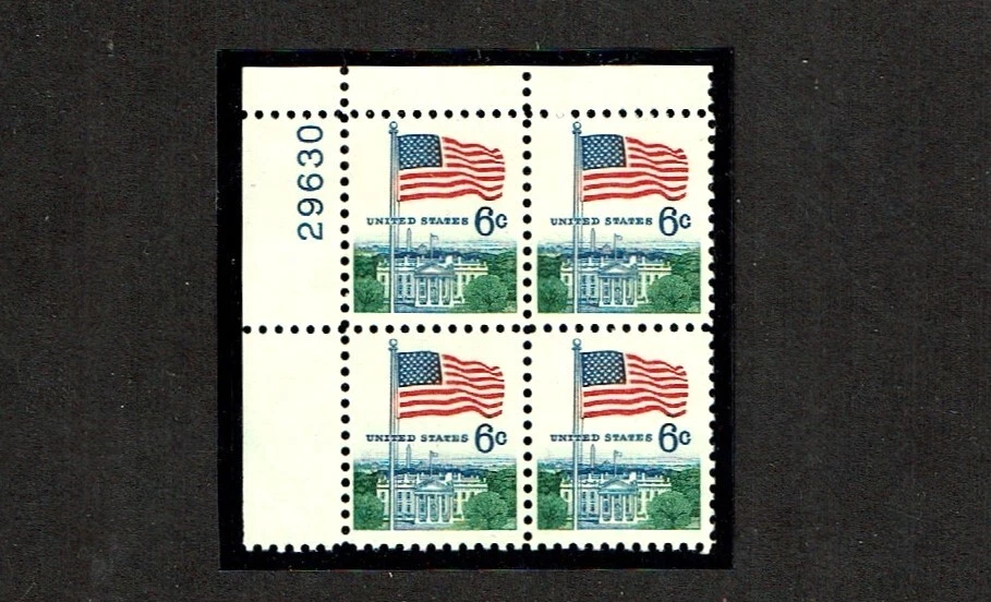 1968-71 U.S.  6c FLAG GIORI   Plt#Blk of 4 Sc#1338  M/NH/OG GEM See Note - Image 1 of 1