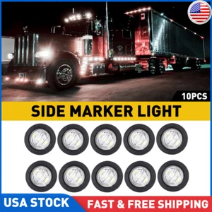 10Pcs 12V LED Car Small Round Side Marker Light Lorry Button Lamp Off-Road White - Picture 1 of 12