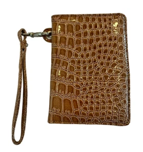 The Metropolitan Milano brown/beige Croc Embossed Wallet Cell Phone Case small - Picture 1 of 4