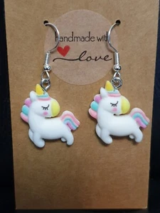 Ohrringe Einhorn weiß und pastellfarben süß schrullig Geschenk  - Bild 1 von 1