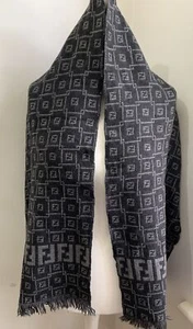 Auténtica bufanda vintage de lana Fendi unisex hecha en Italia - Imagen 1 de 11