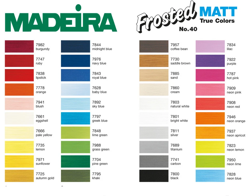 Madeira Frosted Matt No.40 - 500m - Farben frei wählbar