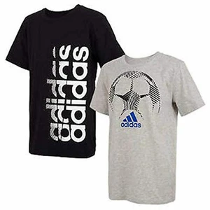 NEW! Adidas LOGO 100% cotton Short Sleeve T-shirt Tee 2-pack SIZE 8 SMALL - Picture 1 of 3