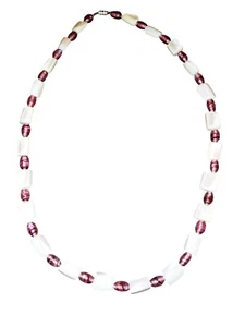 Vintage White Bakelite & Purple Beaded Necklace 11.5" Inch Great Cond. SEE NOTES - Picture 1 of 4