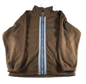 Vintage 90s Adidas Striped Fleece Full Zip Track Jacket Sz L Brown Travis Scott - Foto 1 di 6
