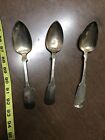 three Large antique spoons Markings Old Vintage Silverware Used Grandparents