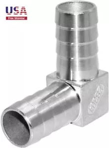 1-1/4" ID Hose Barb Elbow Stainless Steel 90 Degree L Right Angle Barbed Fitting - Picture 1 of 3