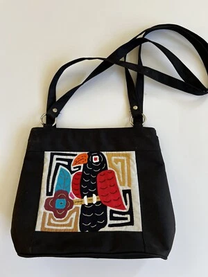 Vintage Appliqué  Parrot Bird Mola Pouch Kuna Indian Panama Art Purse Bag - Image 1 of 4