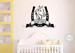 Personalisierte Pferde Wandaufkleber Jungen Mädchen Schlafzimmer Spielzimmer Wanddekor Aufkleber - Bild 1 von 12