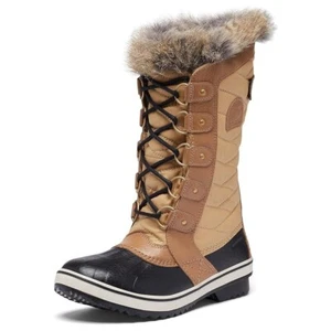 NEW Sorel Women Tofino II Curry Weatherproof Faux Fur Trim Mid Lace Up Snow Boot - Picture 1 of 6