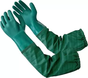 Chemical Resistant Gloves Reusable Heavy Duty Extra-Long 26" Rubber Pond Gloves - Picture 1 of 7